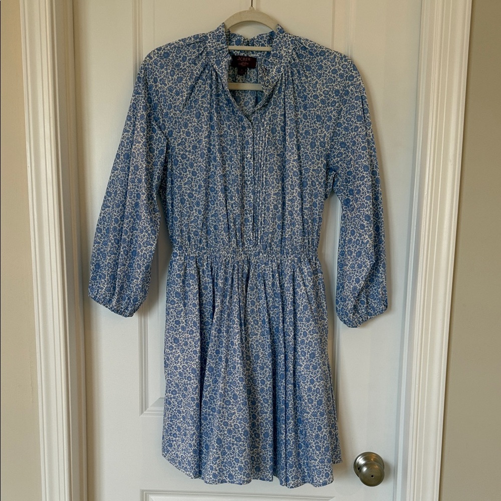 J. Crew Women’s Blue and White Floral Dress